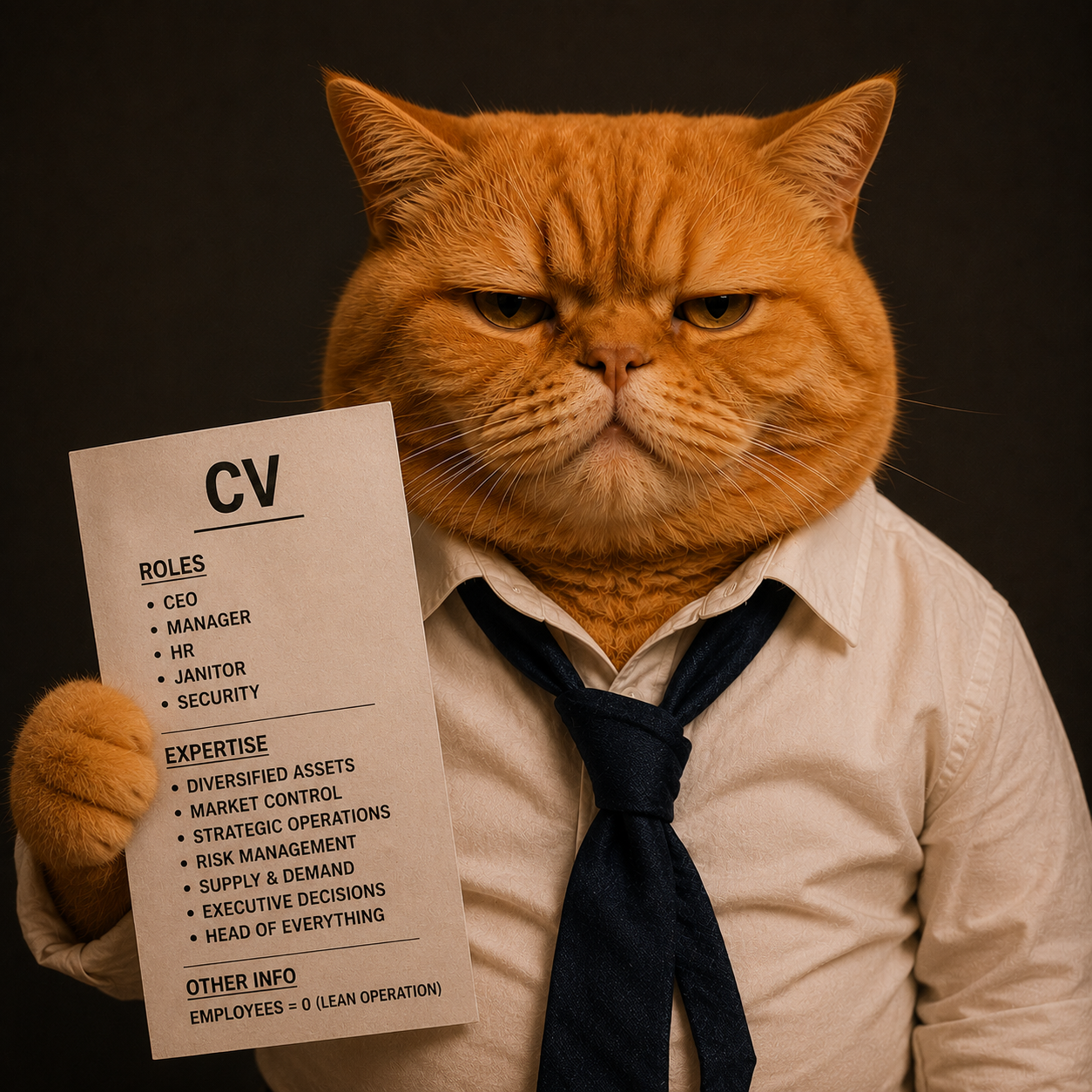 CV listing every role held by the CEO cat